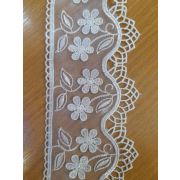 Шитье на органзе 80мм.« Обьемные цветы» молочное