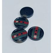 Пуговицы 153 18мм.черный с красно-зеленой полосой