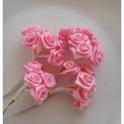 Бутаньерка 10см атласная роза пучок 12шт.
