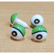 01.11 Глазки выпуклые полшара 12мм. с зеленым веком винт