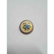 Пуговицы1104 21мм серебро-бежевый синий цветок