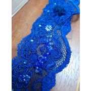 Кружево эластичное 60мм. с расшивкой бисером и пайетками