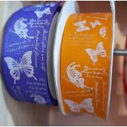 Лента репсовая с рисунком 25 мм. «Бабочки»