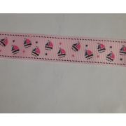 Лента репсовая с рисунком 25 мм. «Кораблики»