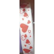 Лента атласная с рисунком 16мм. «Сердечки»