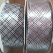 Лента атласная с рисунком 25 мм. «Клетка»