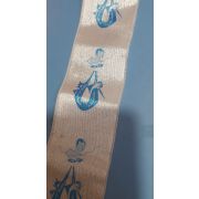 Лента атласная с рисунком. 50мм. «Аист с малышом»