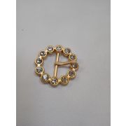 4.04  Пряжка  35мм матовое золото и стразы