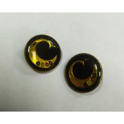 Пуговицы1554 17мм черный золотой узор