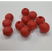 Бусина 12мм. красная рельефная полоска