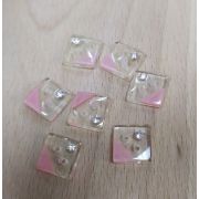 Пуговицы 441 10мм прозрачный уголок розовый