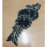 20.02 Нашивка «Цветы черные в золоте» 8,0*20,0см