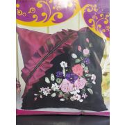 Наволочка для подушки бархат черный 50*50смнабор для вышивки лентами на готовой наволочке,ленты,иглы