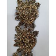 Кружево «Розы окантовка метоллик»