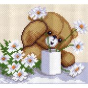 Канва «Мишутка с ромашками» 20*22см